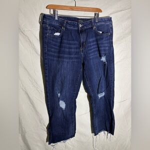 Warehouse Dark Blue Distressed Boyfriend Jeans